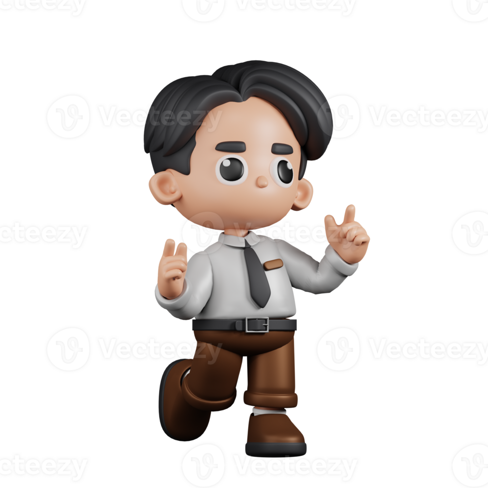 3d Character Businessman Feeling Happy Pose. 3d render isolated on transparent backdrop. png