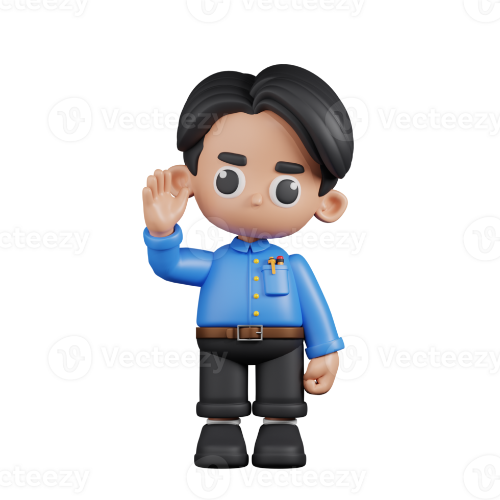 3d Character Teacher Greeting Pose. 3d render isolated on transparent backdrop. png