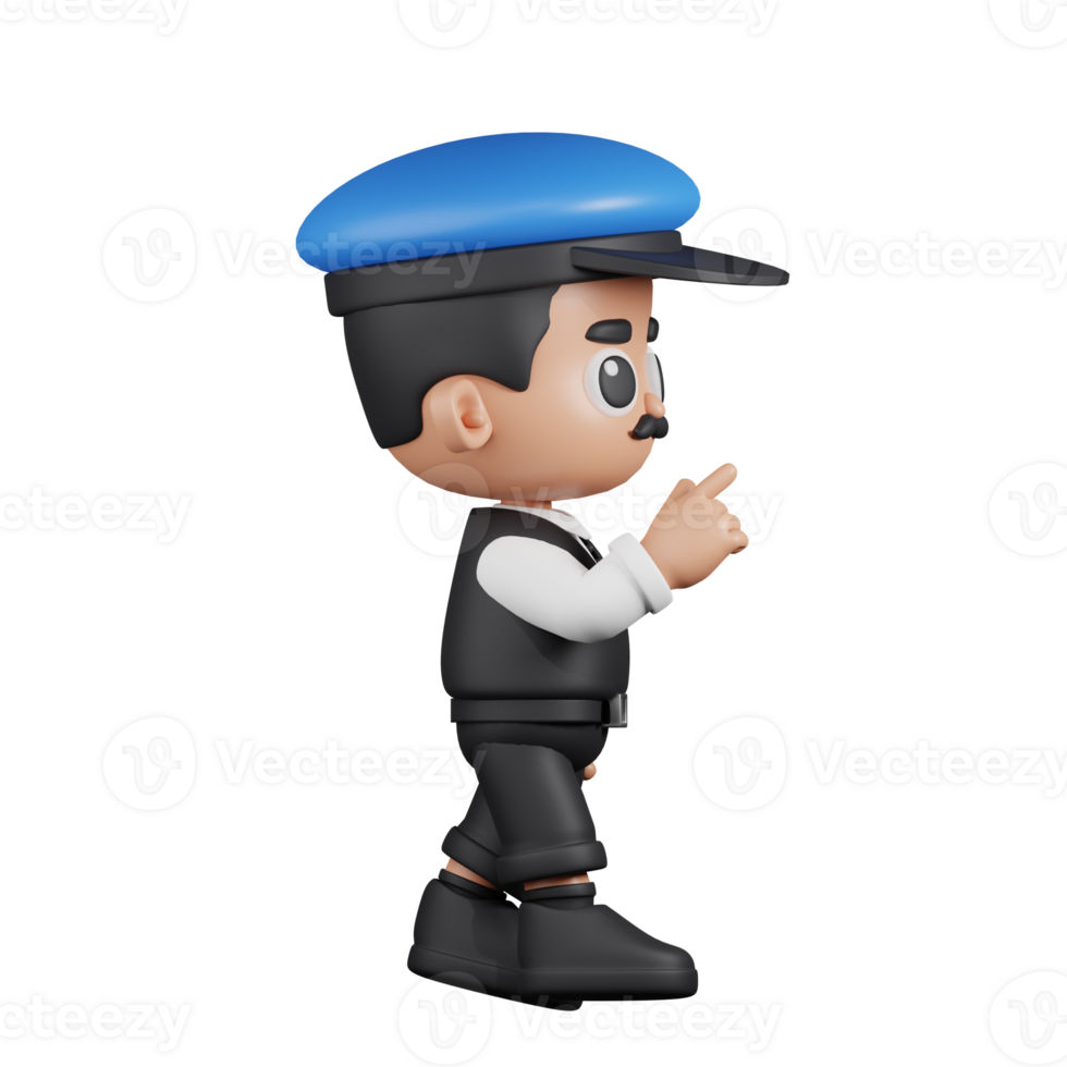 3d personnage chauffeur toucher pose. 3d rendre isolé sur transparent toile de fond. png