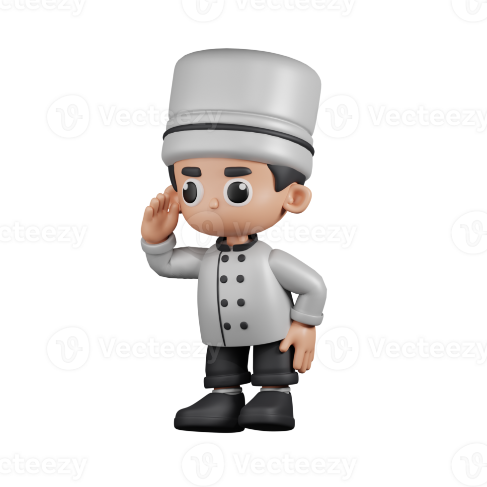 3d Character Chef Looking Pose. 3d render isolated on transparent backdrop. png