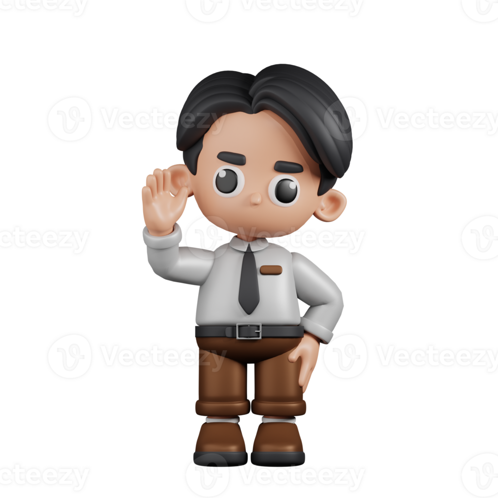 3d Character Businessman Greeting Pose. 3d render isolated on transparent backdrop. png
