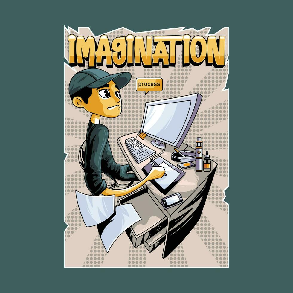 ilustración diseño logo vector imaginación trabajando