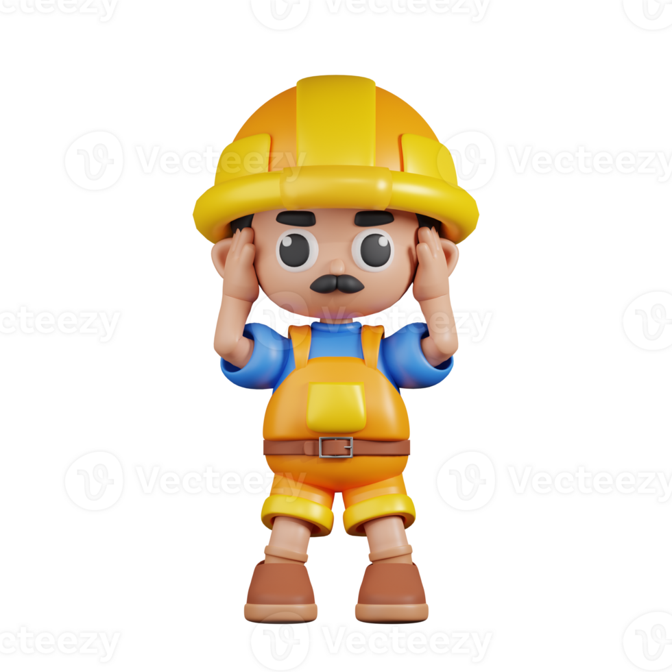 3d Character Builder Dizzy Pose. 3d render isolated on transparent backdrop. png