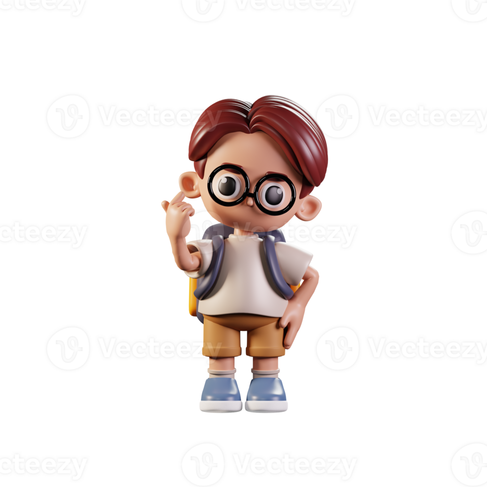 3d Character Student Giving Mini Love Pose. 3d render isolated on transparent backdrop. png