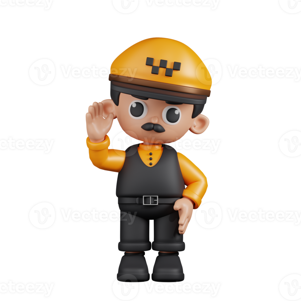 3d Character Taxi Driver Greeting Pose. 3d render isolated on transparent backdrop. png