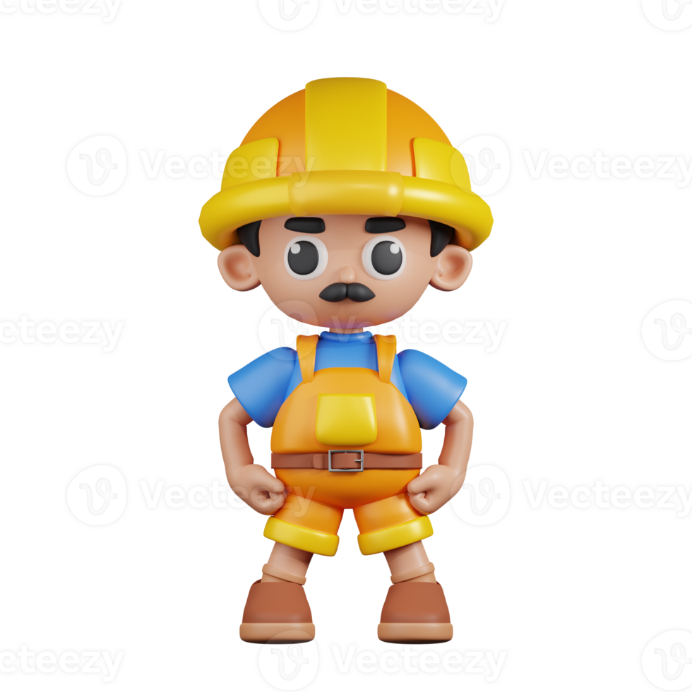 3d Character Builder Hero Stance Pose. 3d render isolated on transparent backdrop. png