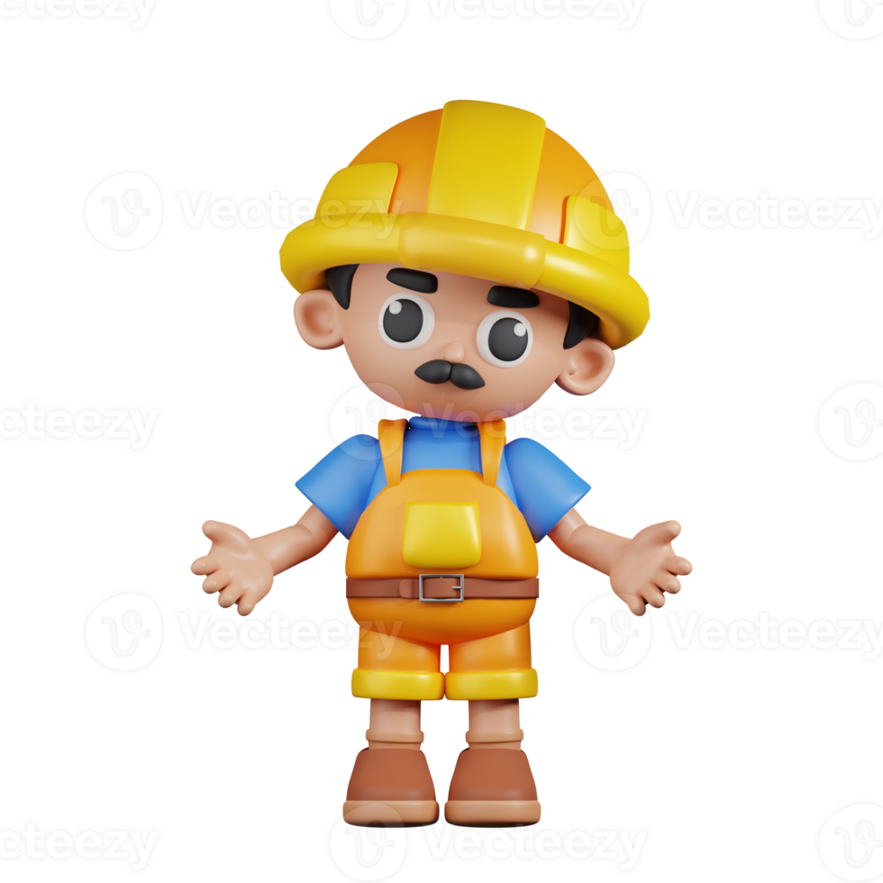 3d Character Builder Doing The No Idea Pose. 3d render isolated on transparent backdrop. png