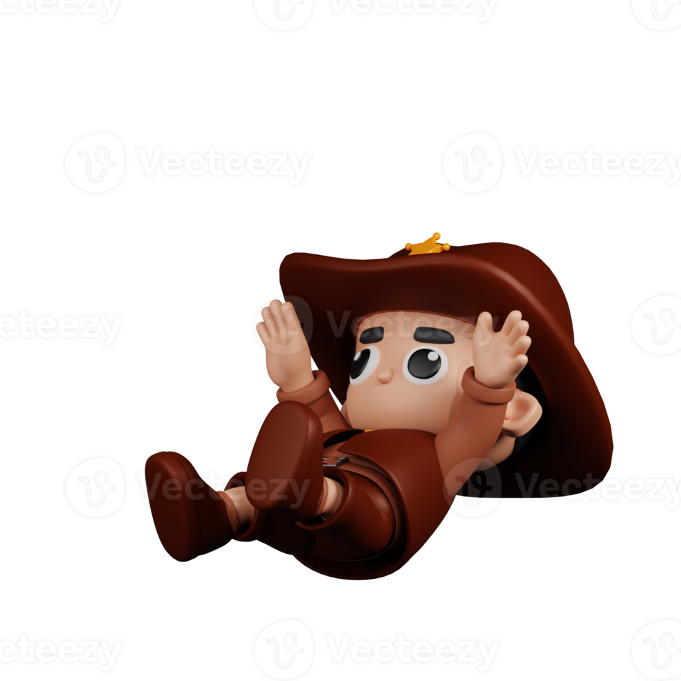 3d Character Sheriff Falling Pose. 3d render isolated on transparent backdrop. png