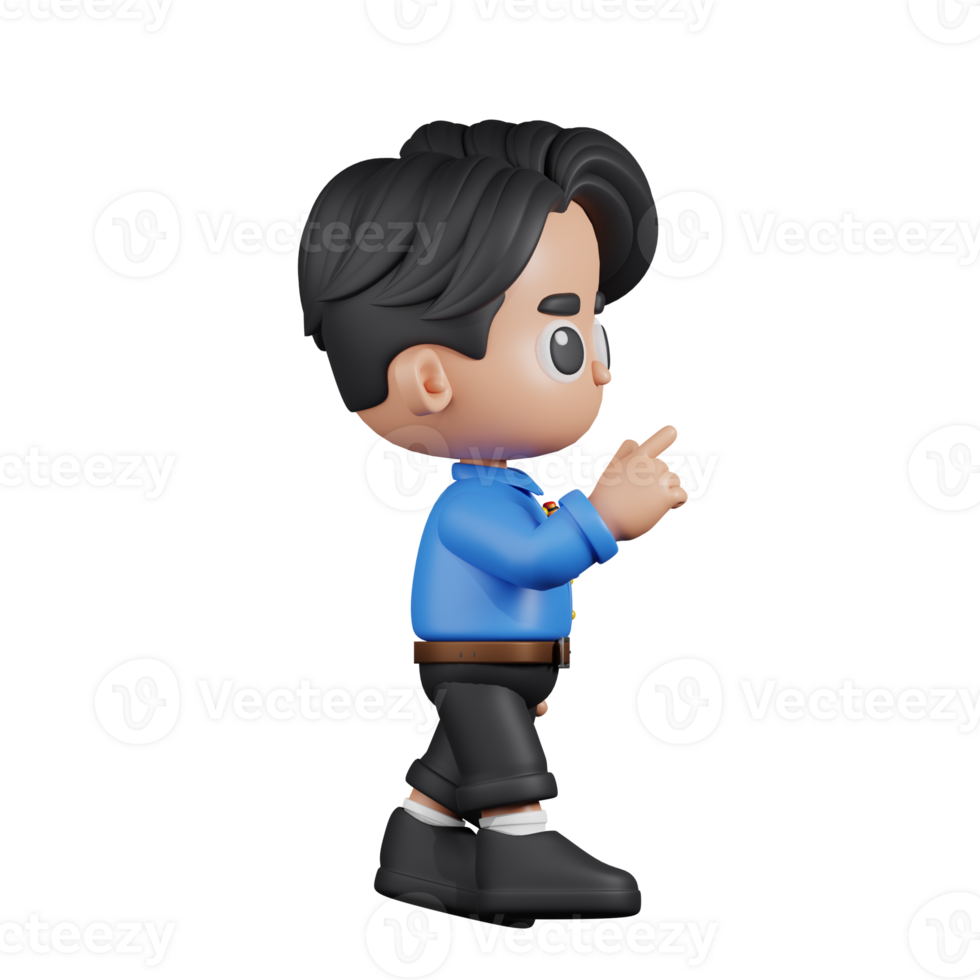 3d Character Teacher Touch Pose. 3d render isolated on transparent backdrop. png