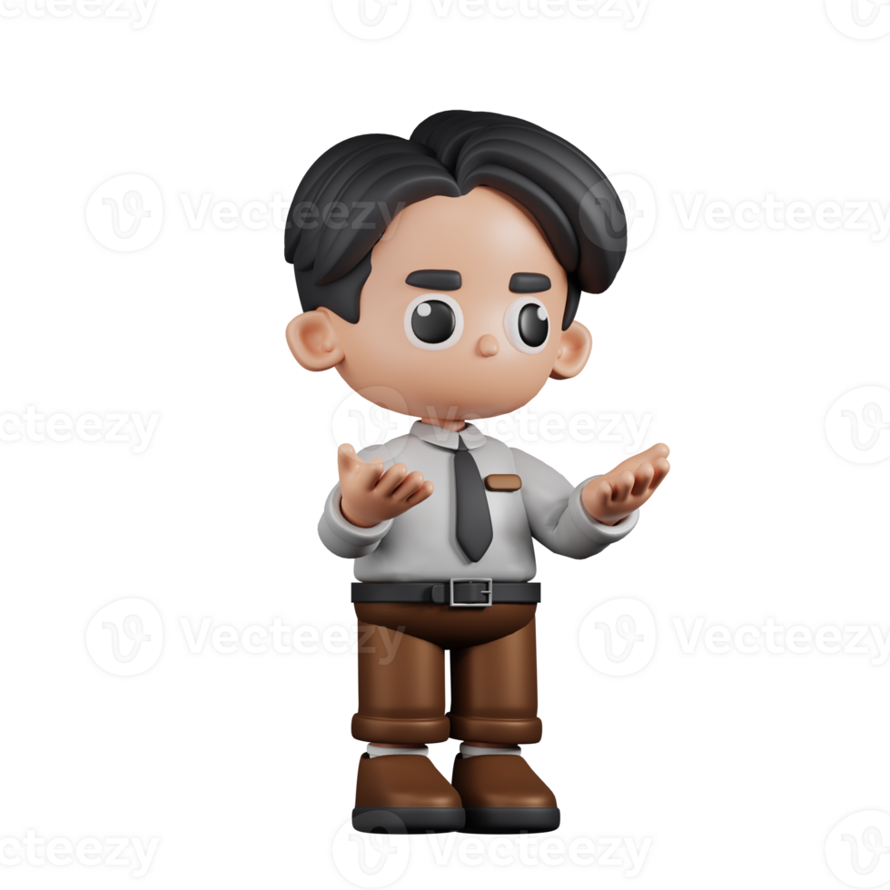 3d Character Businessman Angry Pose. 3d render isolated on transparent backdrop. png