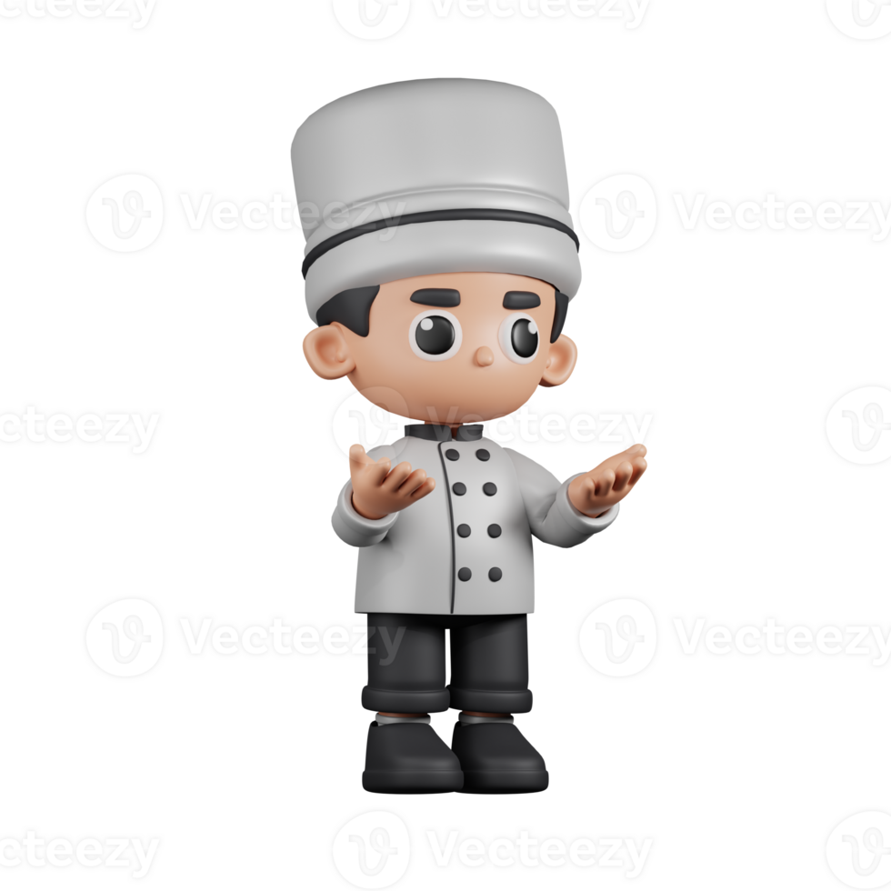 3d Character Chef Angry Pose. 3d render isolated on transparent backdrop. png