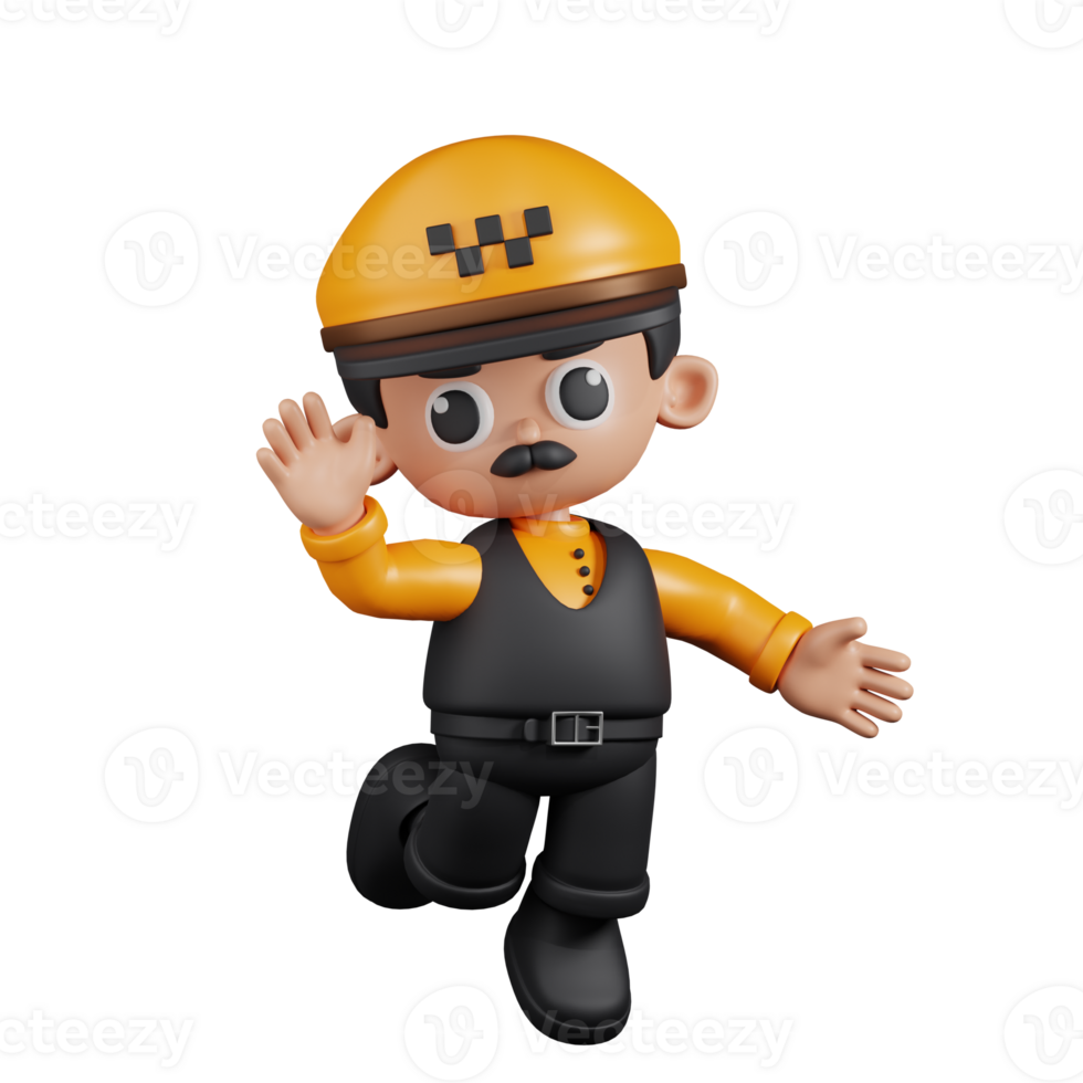 3d Character Taxi Driver Happy Pose. 3d render isolated on transparent backdrop. png