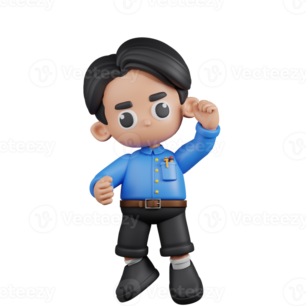 3d Character Teacher Congrats Pose. 3d render isolated on transparent backdrop. png