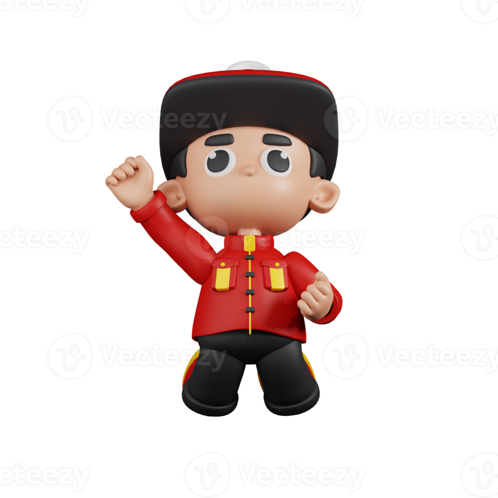 3d Character Paramedic Jumping In The Air Pose. 3d render isolated on transparent backdrop. png