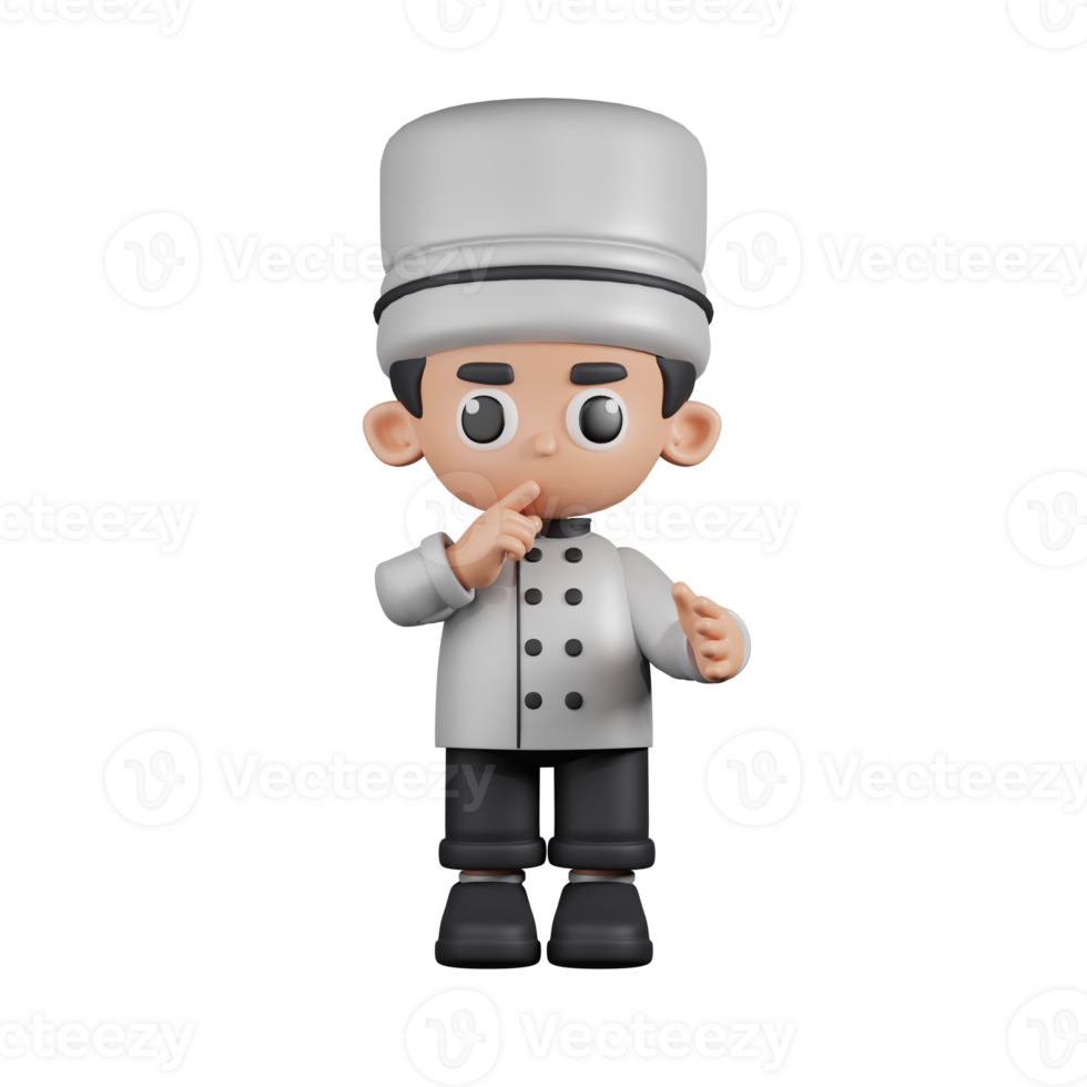 3d Character Chef Quiet Pose. 3d render isolated on transparent backdrop. png