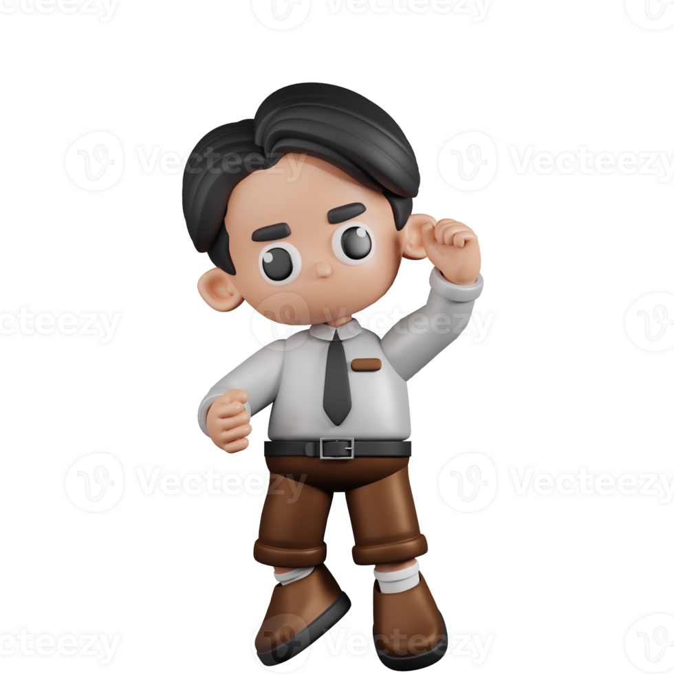 3d Character Businessman Congrats Pose. 3d render isolated on transparent backdrop. png