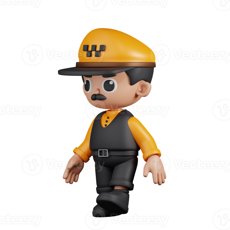 3d Character Taxi Driver Walking Pose. 3d render isolated on transparent backdrop. png