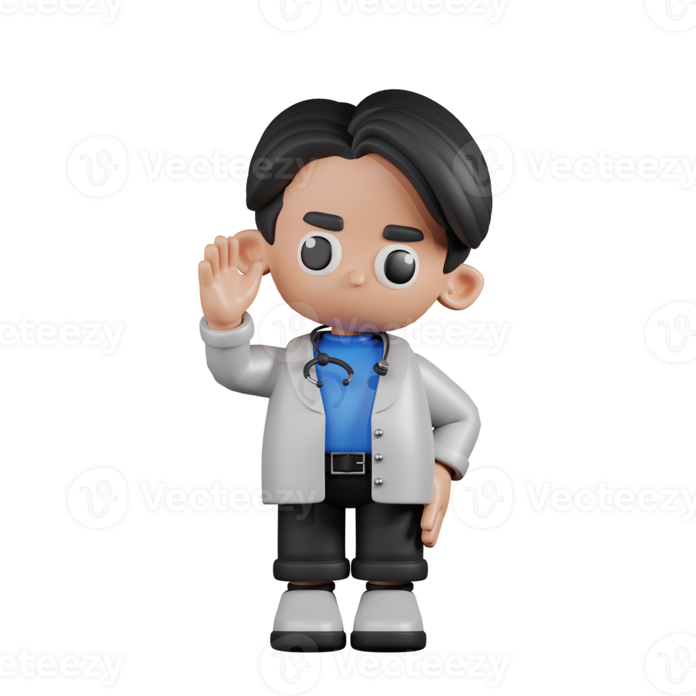 3d Character Doctor Greeting Pose. 3d render isolated on transparent backdrop. png