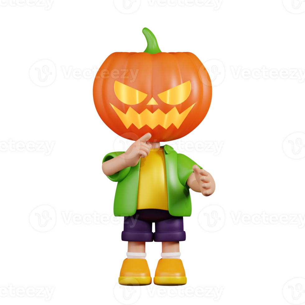 3d Character Pumpkin Quiet Pose. 3d render isolated on transparent backdrop. png
