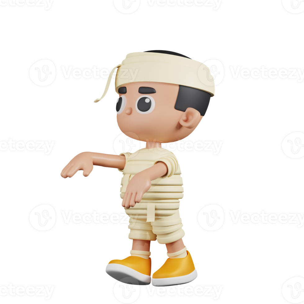 3d Character Mummy With a Zombie Pose. 3d render isolated on transparent backdrop. png