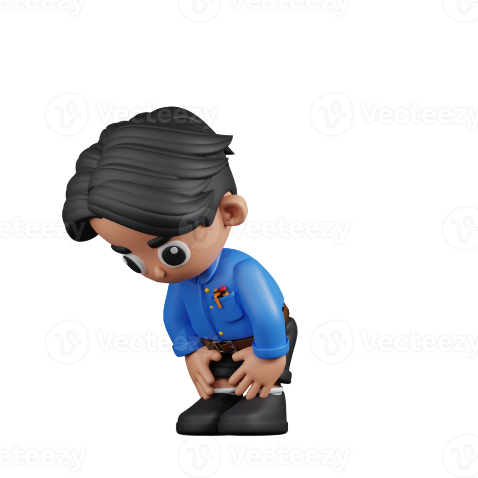3d Character Teacher Taking A Break Pose. 3d render isolated on transparent backdrop. png