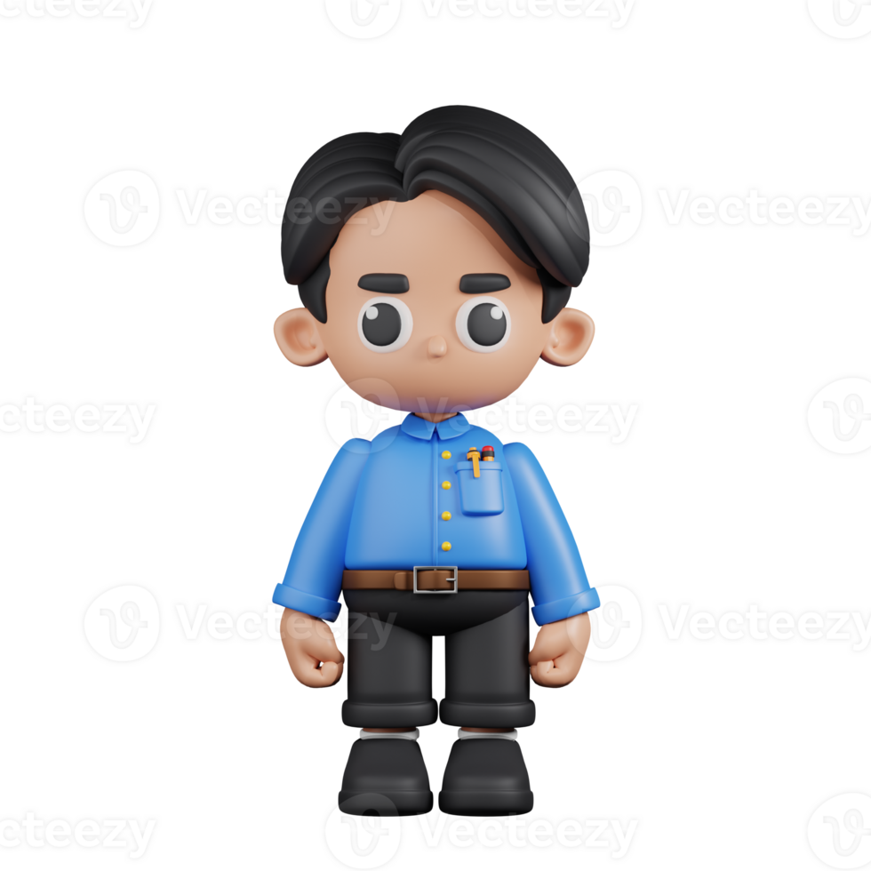 3d Character Teacher Standing Pose. 3d render isolated on transparent backdrop. png