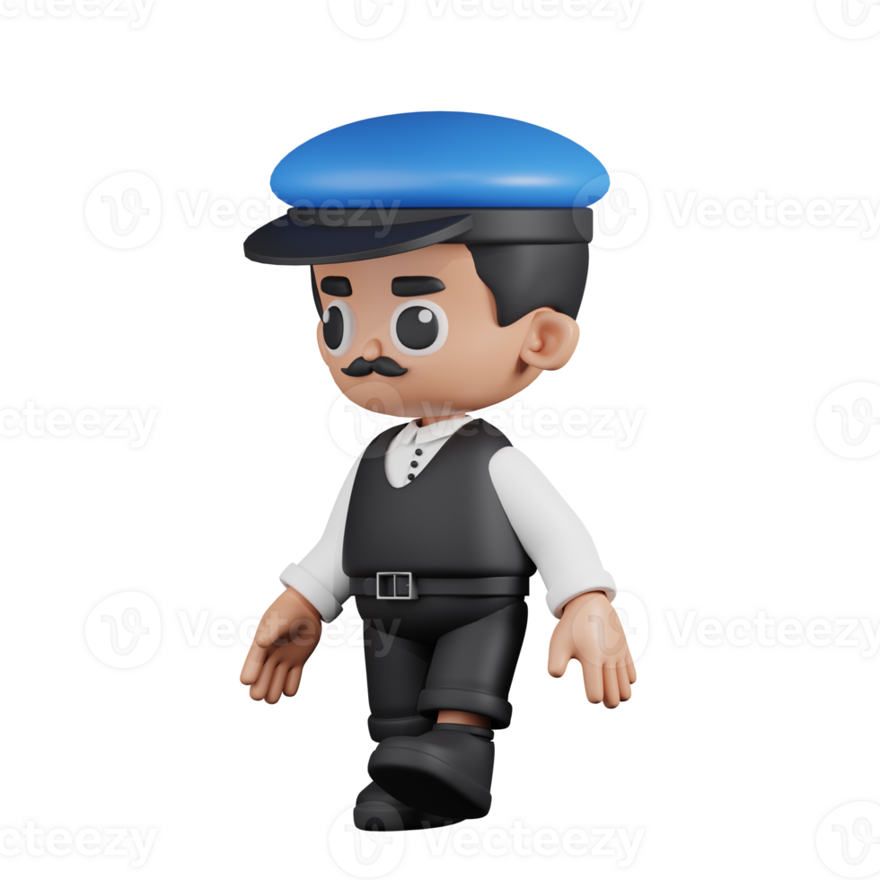 3d personaje conductor caminando pose. 3d hacer aislado en transparente fondo. png