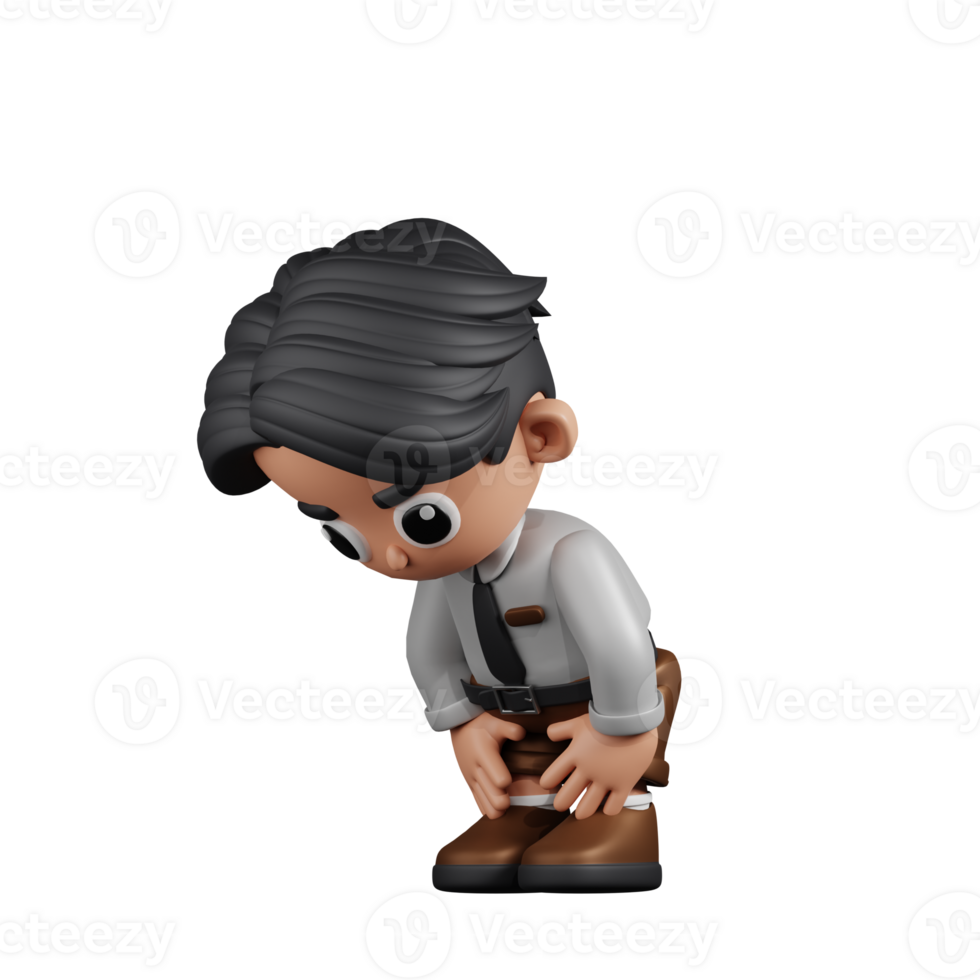 3d Character Businessman Taking A Break Pose. 3d render isolated on transparent backdrop. png
