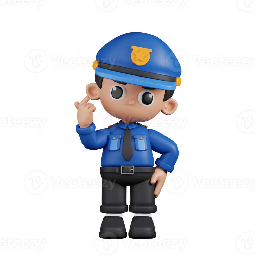 3d Character Policeman Giving Mini Love Pose. 3d render isolated on transparent backdrop. png