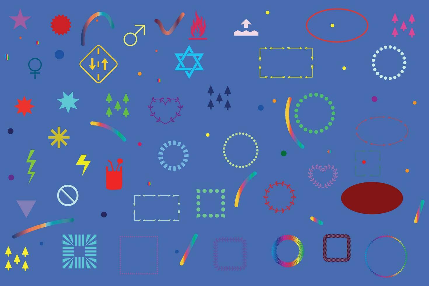 Vector colorful cute doodles, abstract shapes and simple pattern design template.
