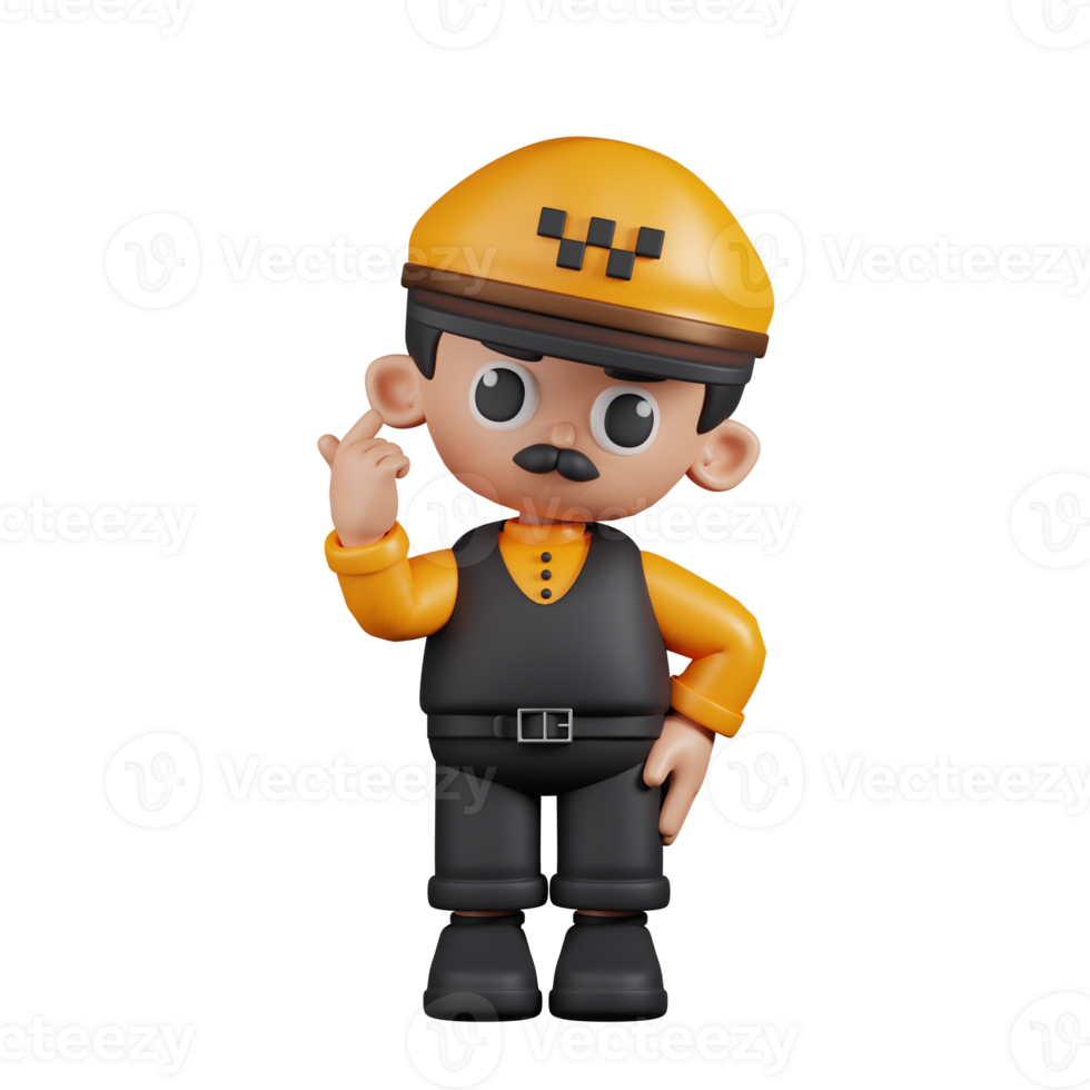 3d Character Taxi Driver Giving Mini Love Pose. 3d render isolated on transparent backdrop. png