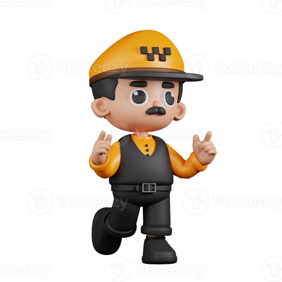 3d Character Taxi Driver Feeling Happy Pose. 3d render isolated on transparent backdrop. png