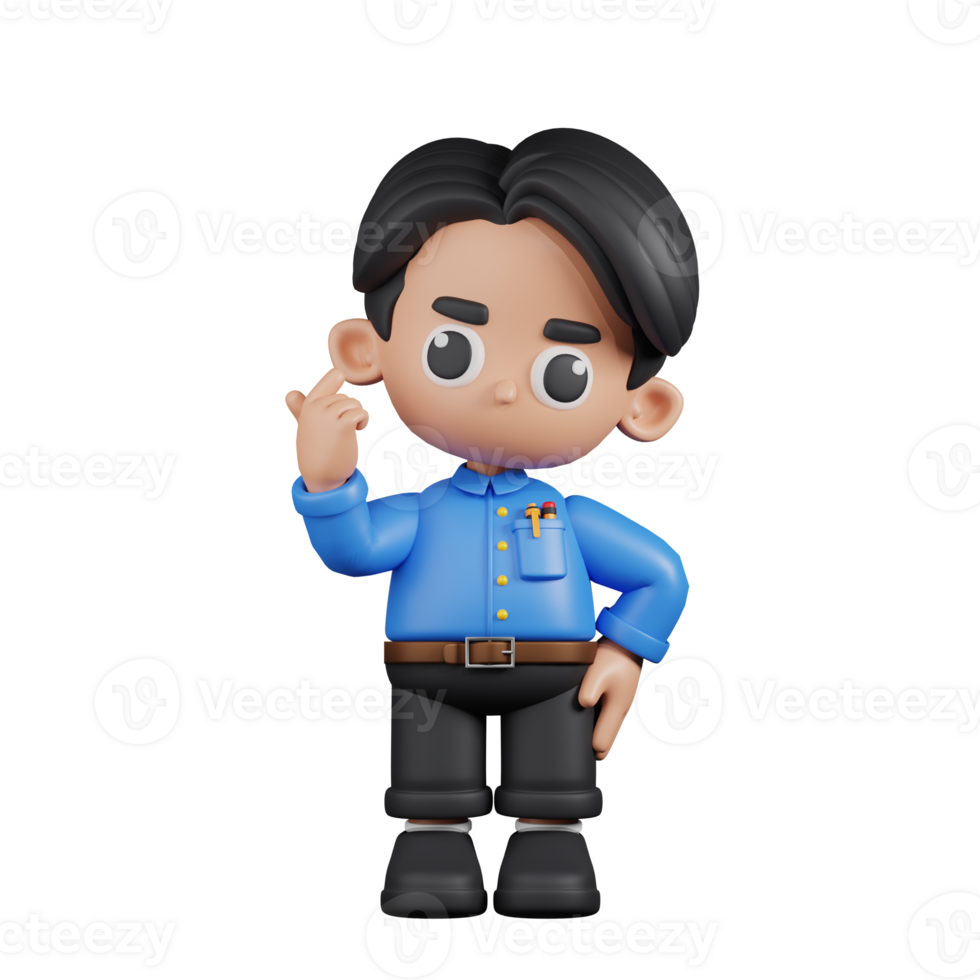 3d Character Teacher Giving Mini Love Pose. 3d render isolated on transparent backdrop. png