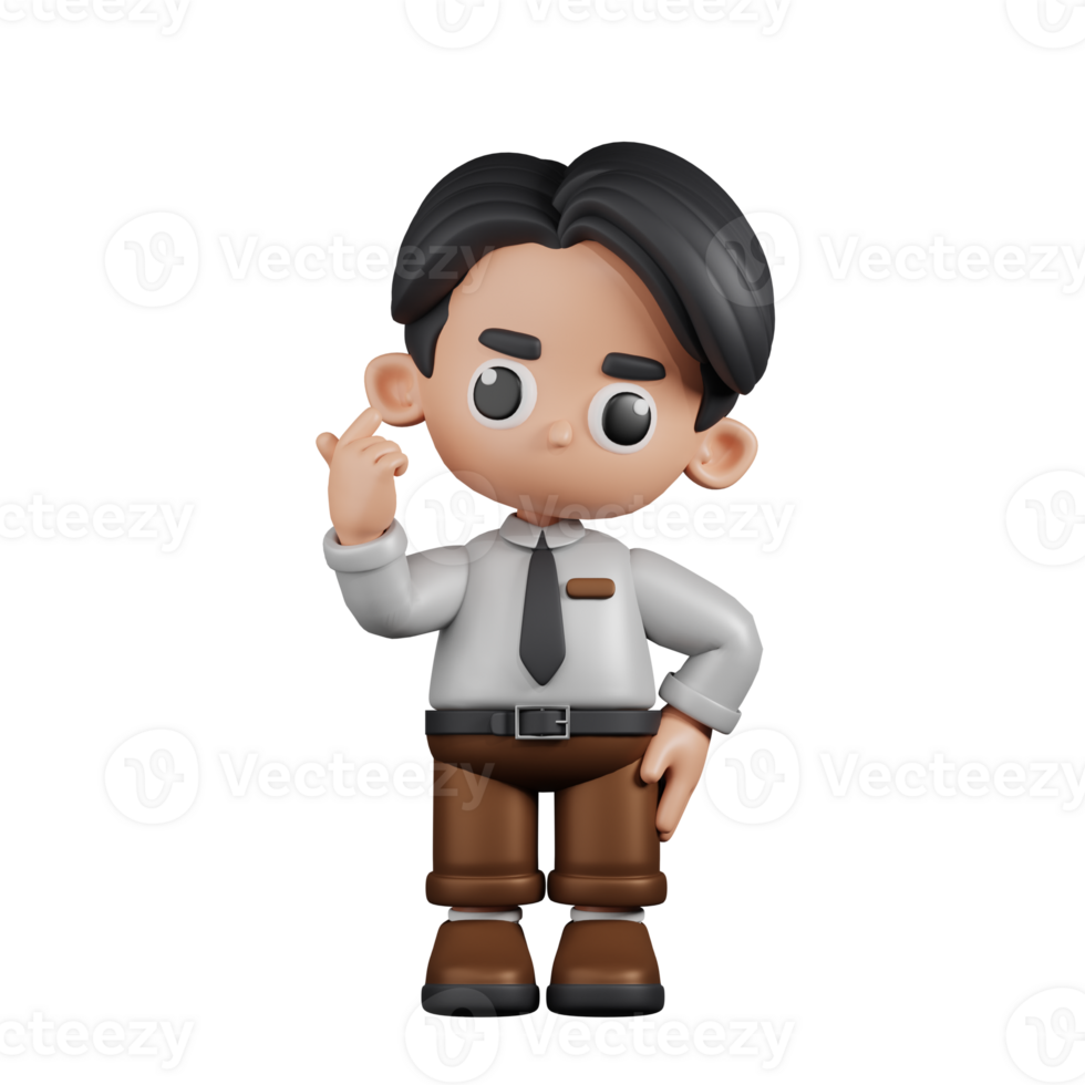 3d Character Businessman Giving Mini Love Pose. 3d render isolated on transparent backdrop. png