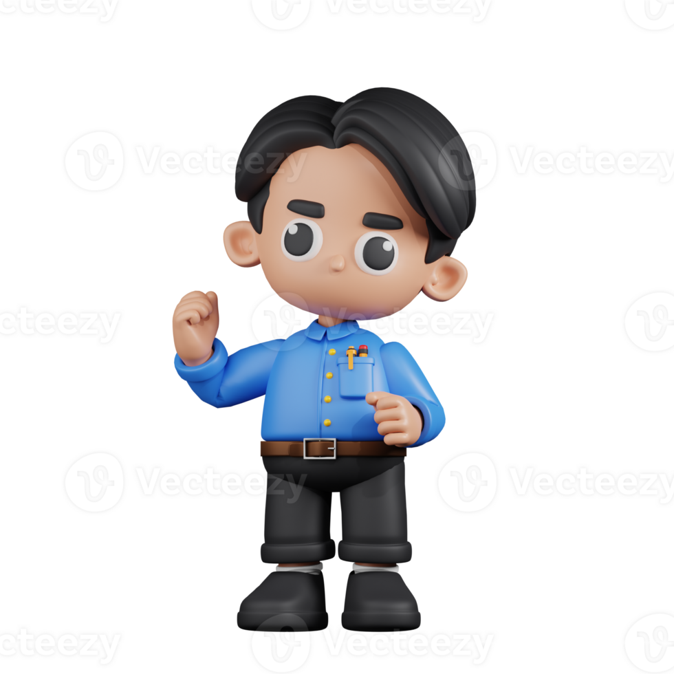 3d Character Teacher Congratulation Pose. 3d render isolated on transparent backdrop. png