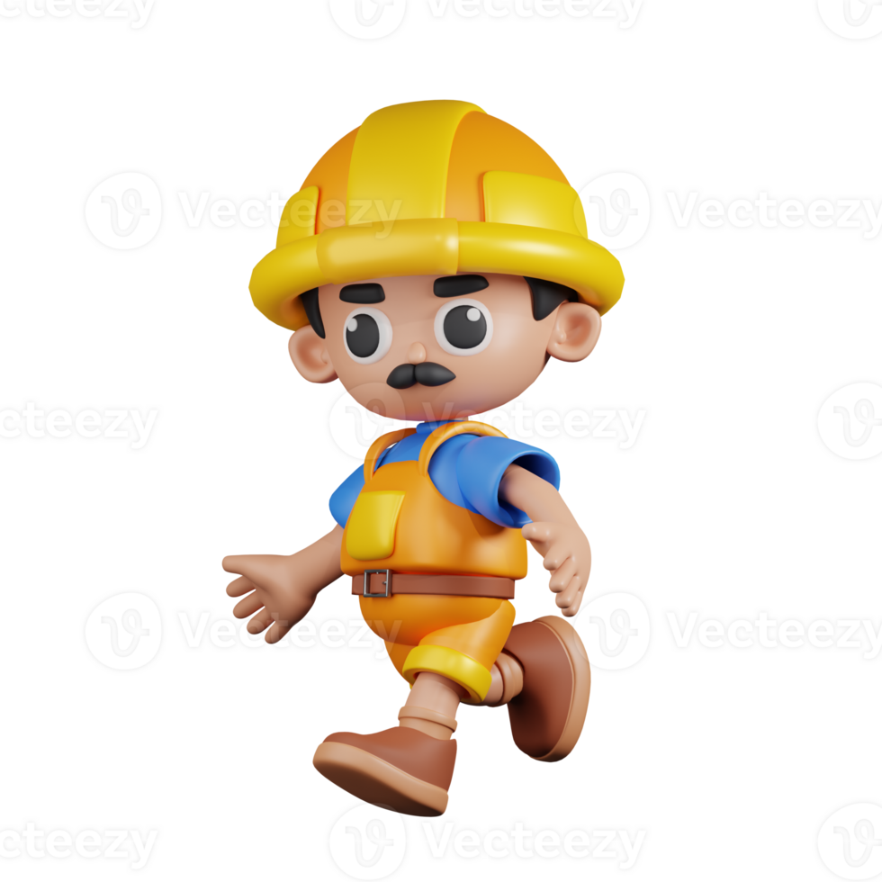 3d Character Builder Running Pose. 3d render isolated on transparent backdrop. png