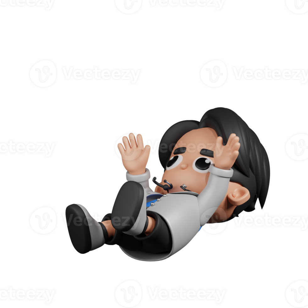3d Character Doctor Falling Pose. 3d render isolated on transparent backdrop. png