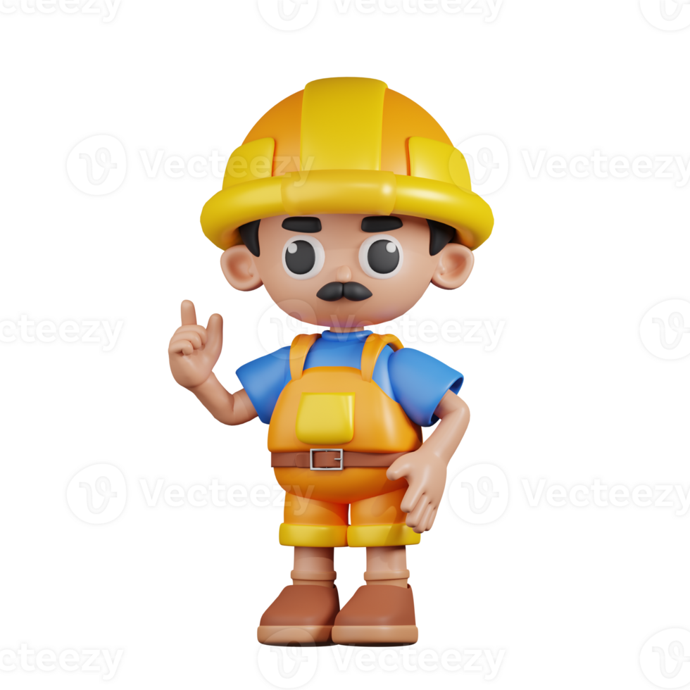 3d Character Builder Giving Advise Pose. 3d render isolated on transparent backdrop. png