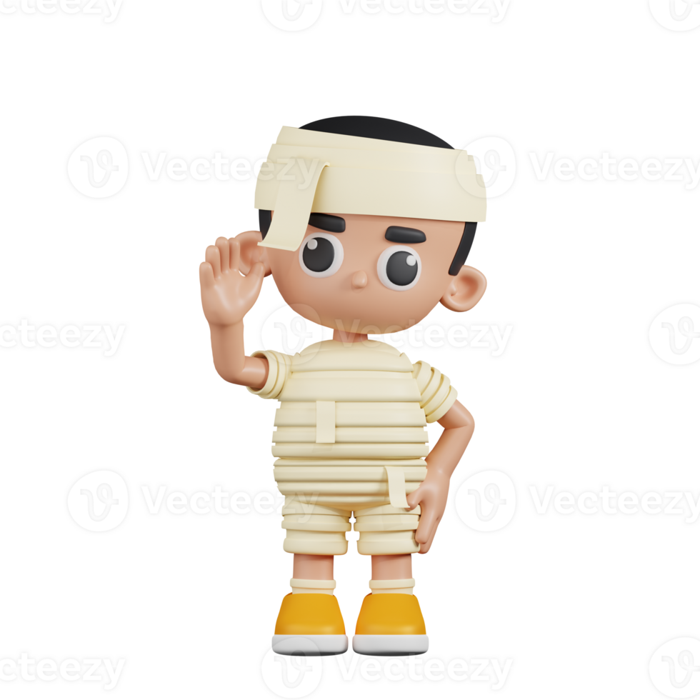 3d Character Mummy Greeting Pose. 3d render isolated on transparent backdrop. png