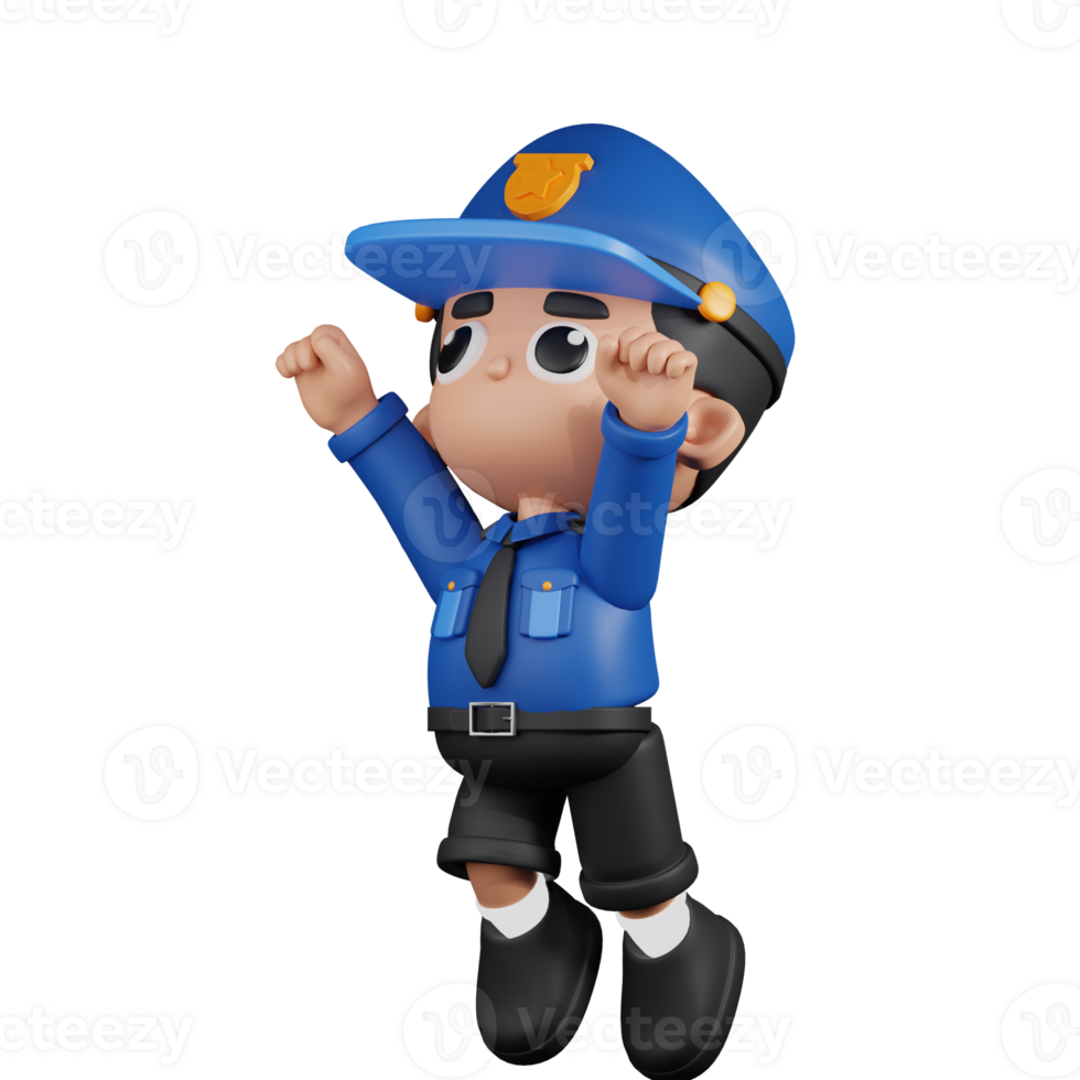 3d Character Policeman Superhero Pose. 3d render isolated on transparent backdrop. png