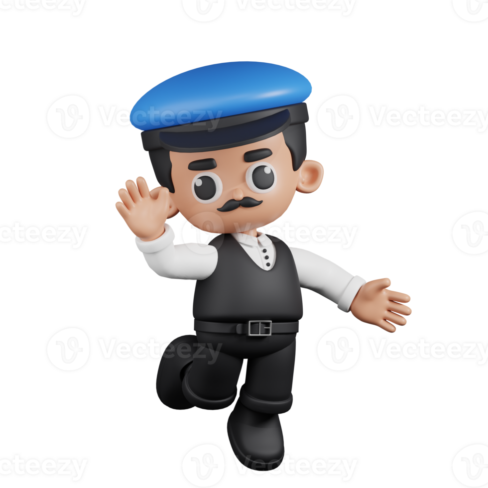 3d Character Driver Happy Pose. 3d render isolated on transparent backdrop. png
