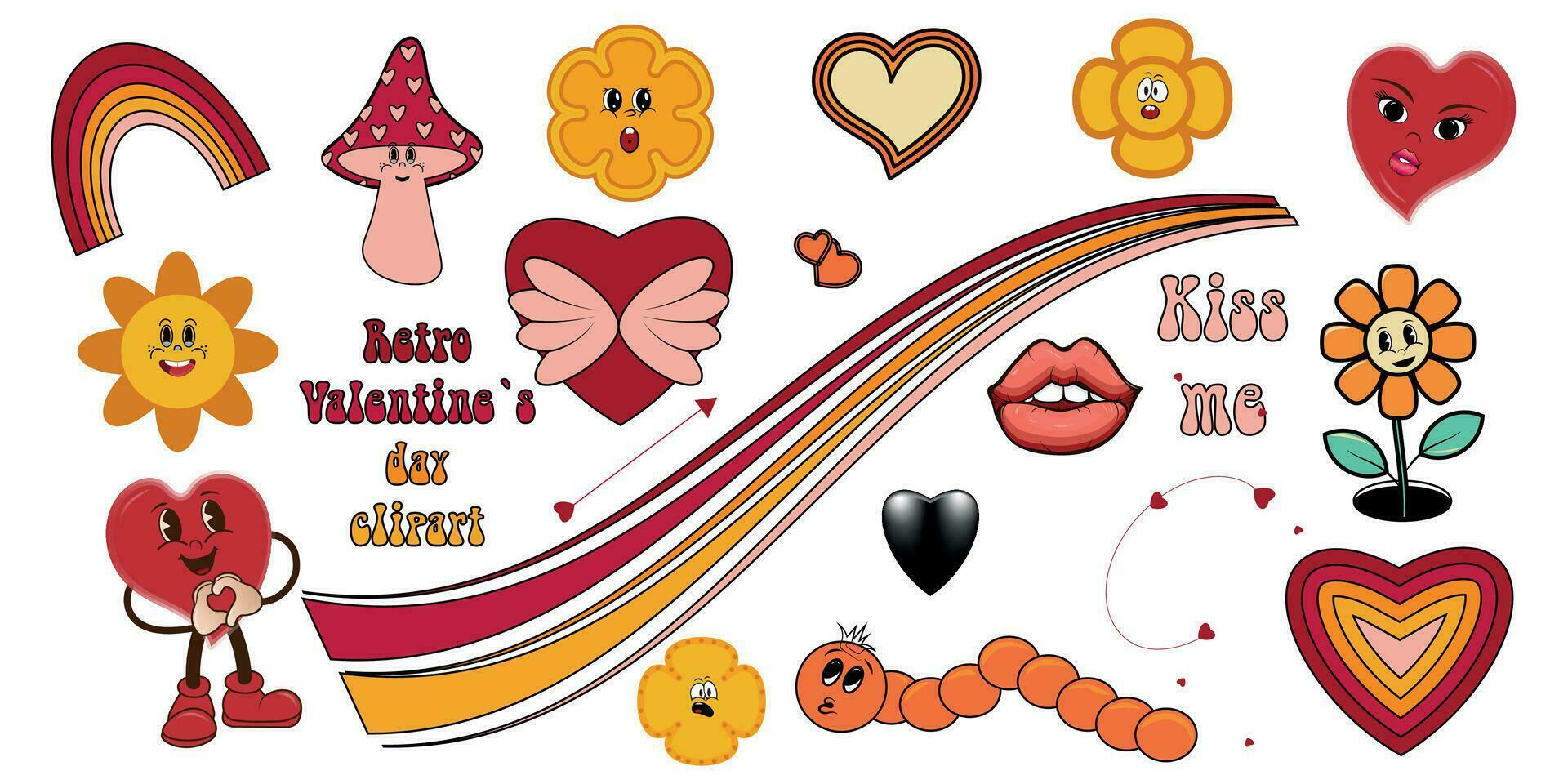 Valentine's Day groovy vector
