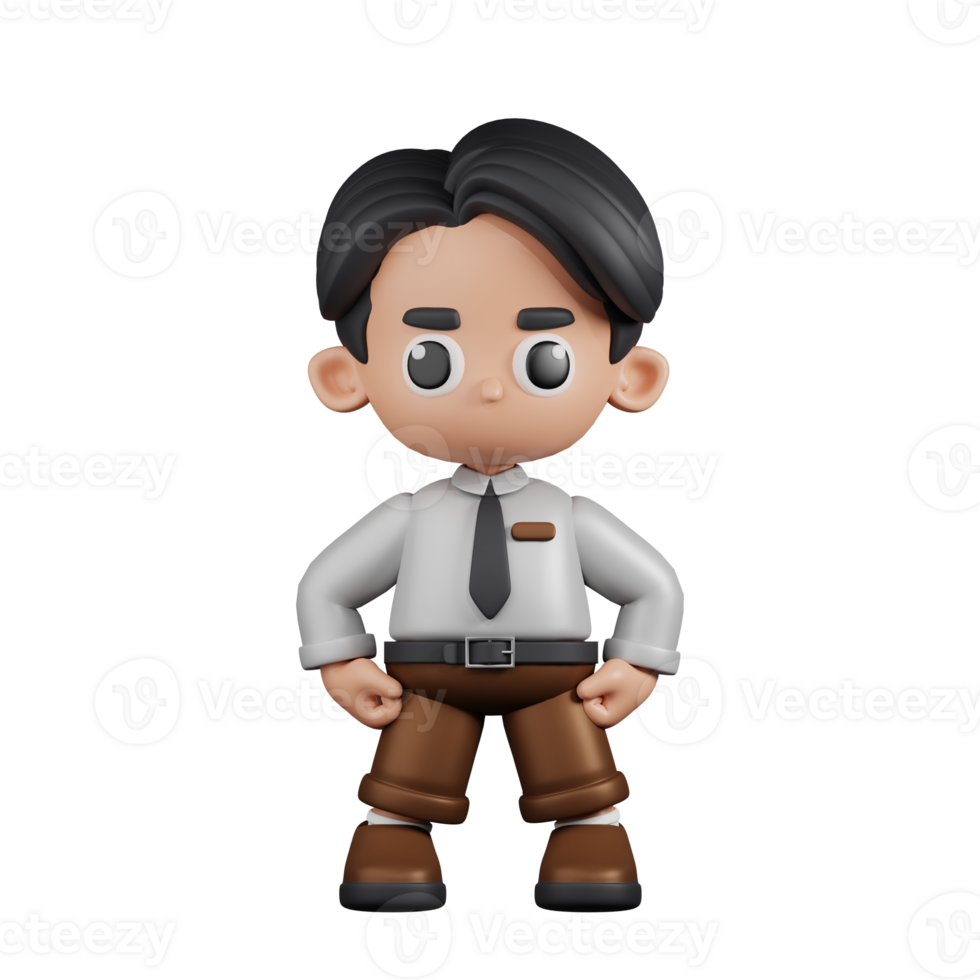 3d Character Businessman Hero Stance Pose. 3d render isolated on transparent backdrop. png