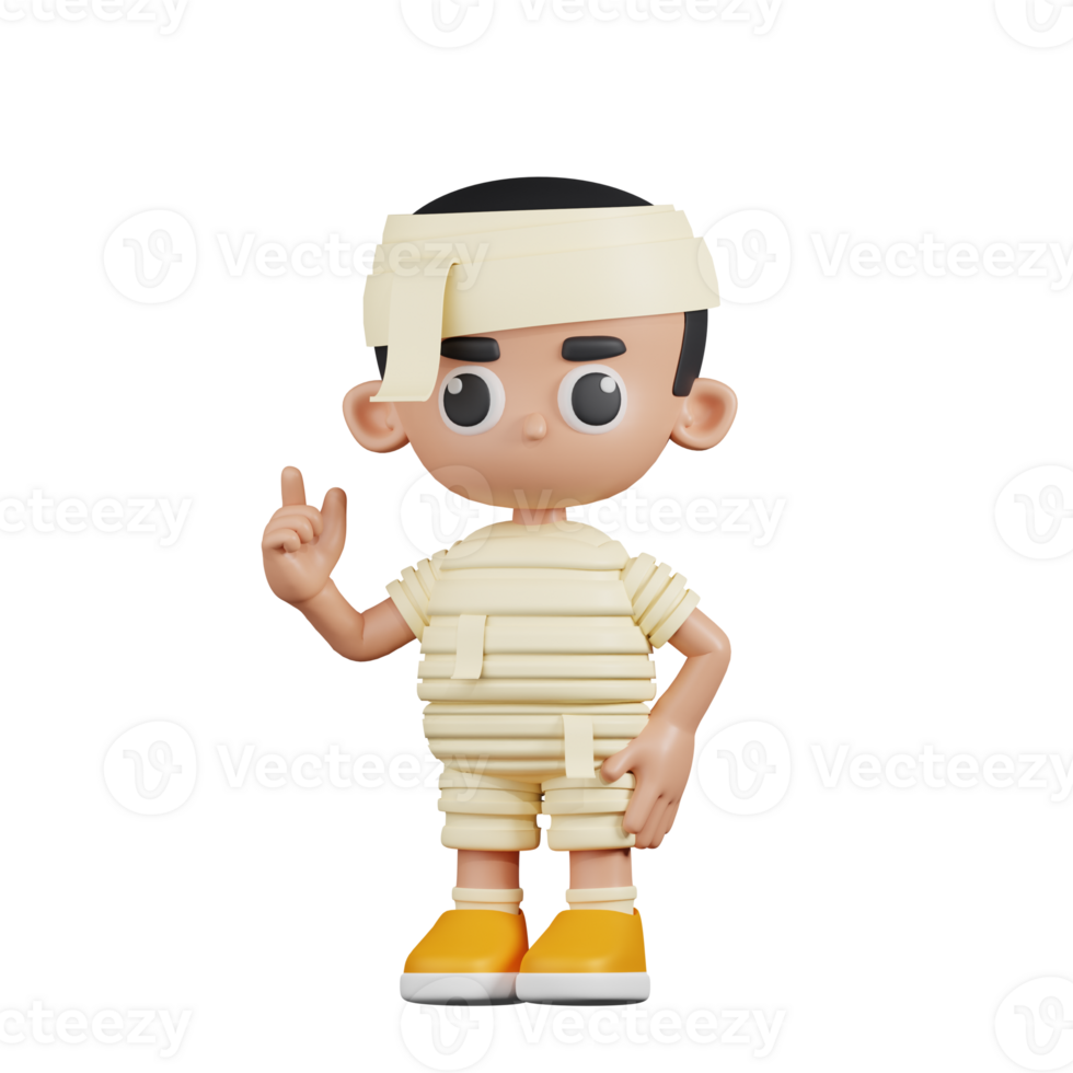 3d Character Mummy Giving Advise Pose. 3d render isolated on transparent backdrop. png