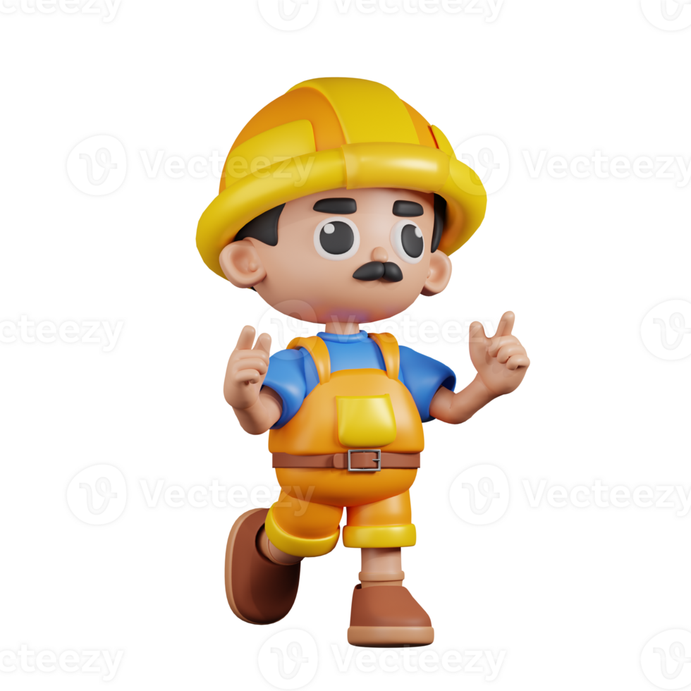 3d Character Builder Feeling Happy Pose. 3d render isolated on transparent backdrop. png