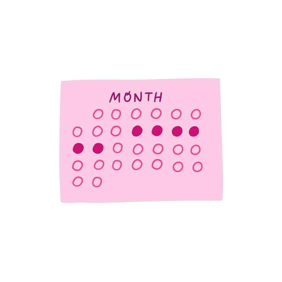 menstruation calendar concept. vector illustration in flat style.