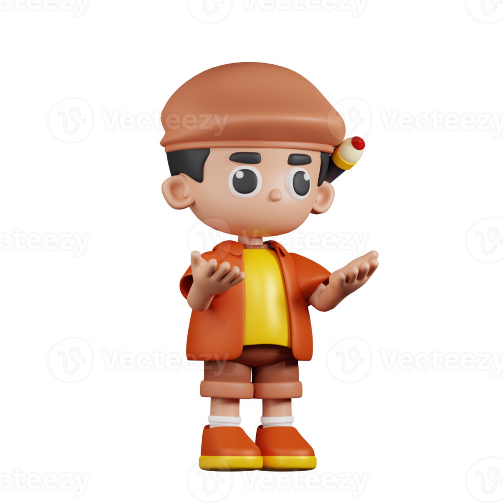 3d personaggio artista arrabbiato posa. 3d rendere isolato su trasparente sfondo. png