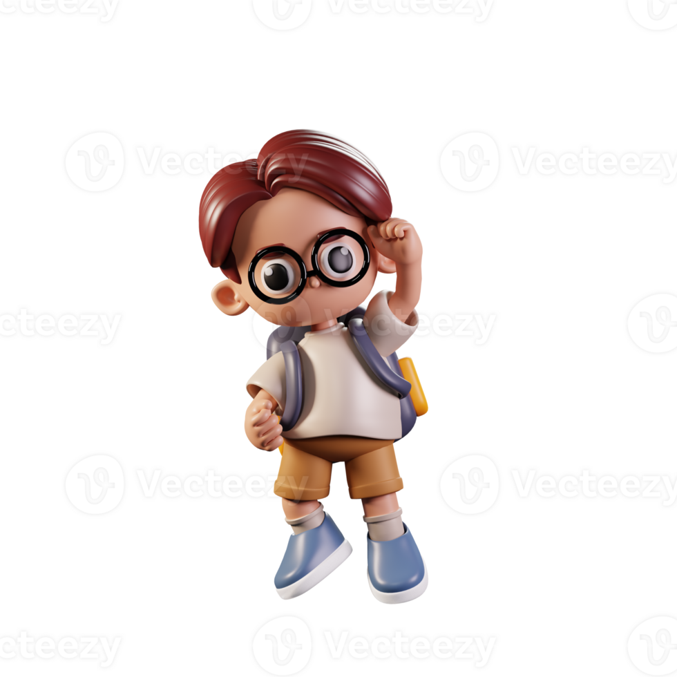 3d Character Student Congrats Pose. 3d render isolated on transparent backdrop. png
