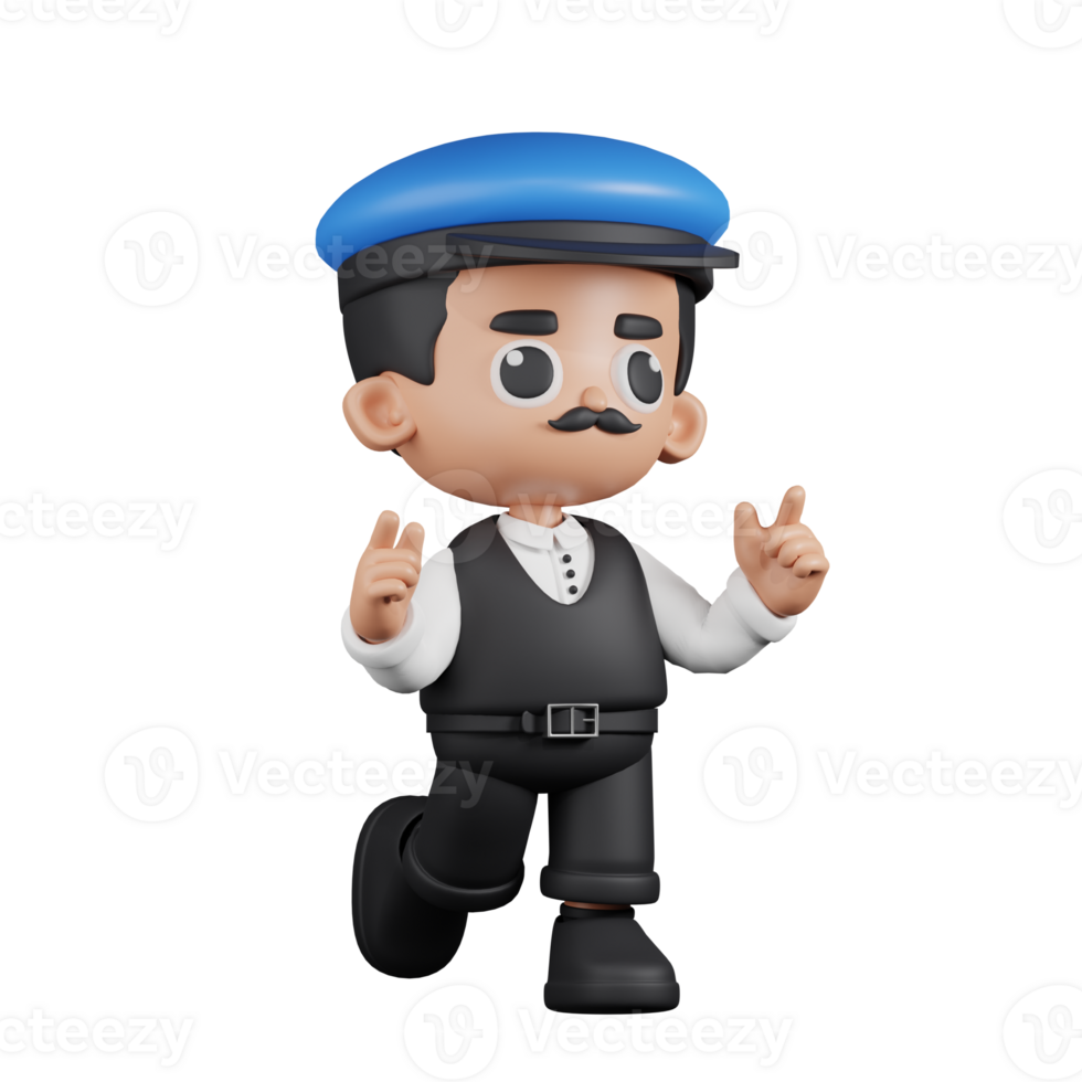 3d Character Driver Feeling Happy Pose. 3d render isolated on transparent backdrop. png