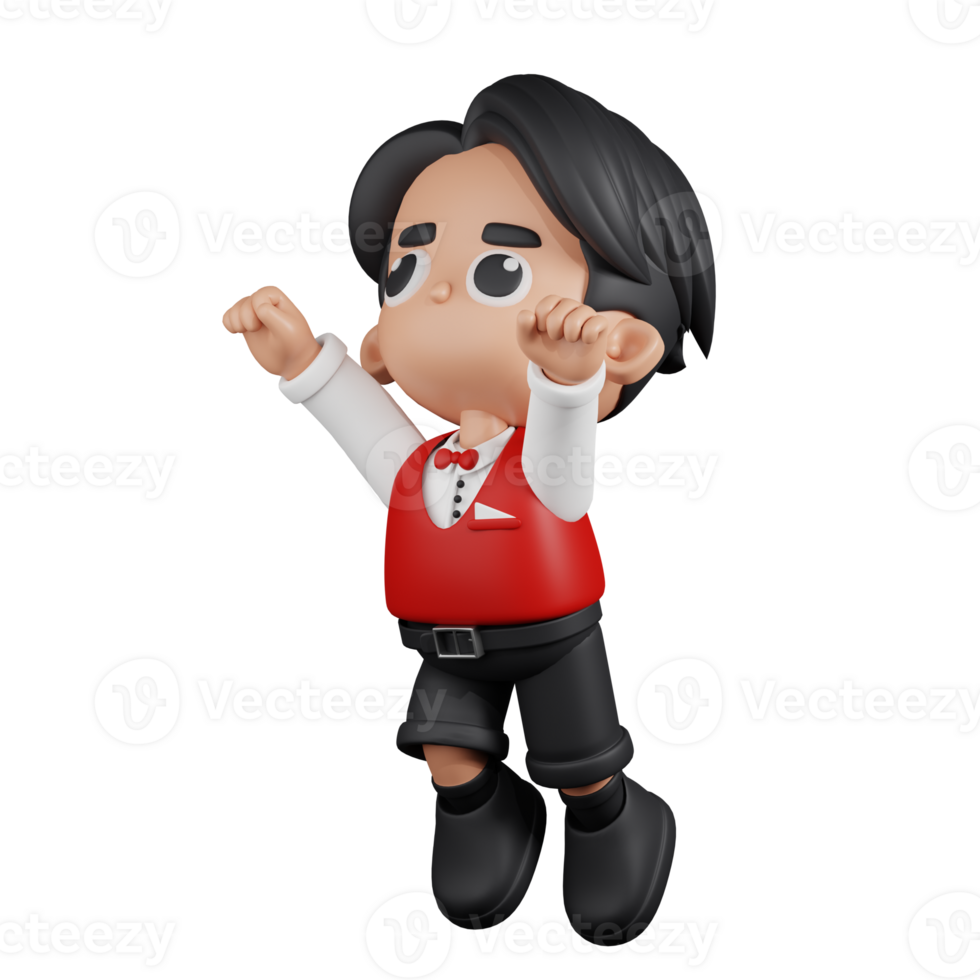 3d Character Waitress Superhero Pose. 3d render isolated on transparent backdrop. png